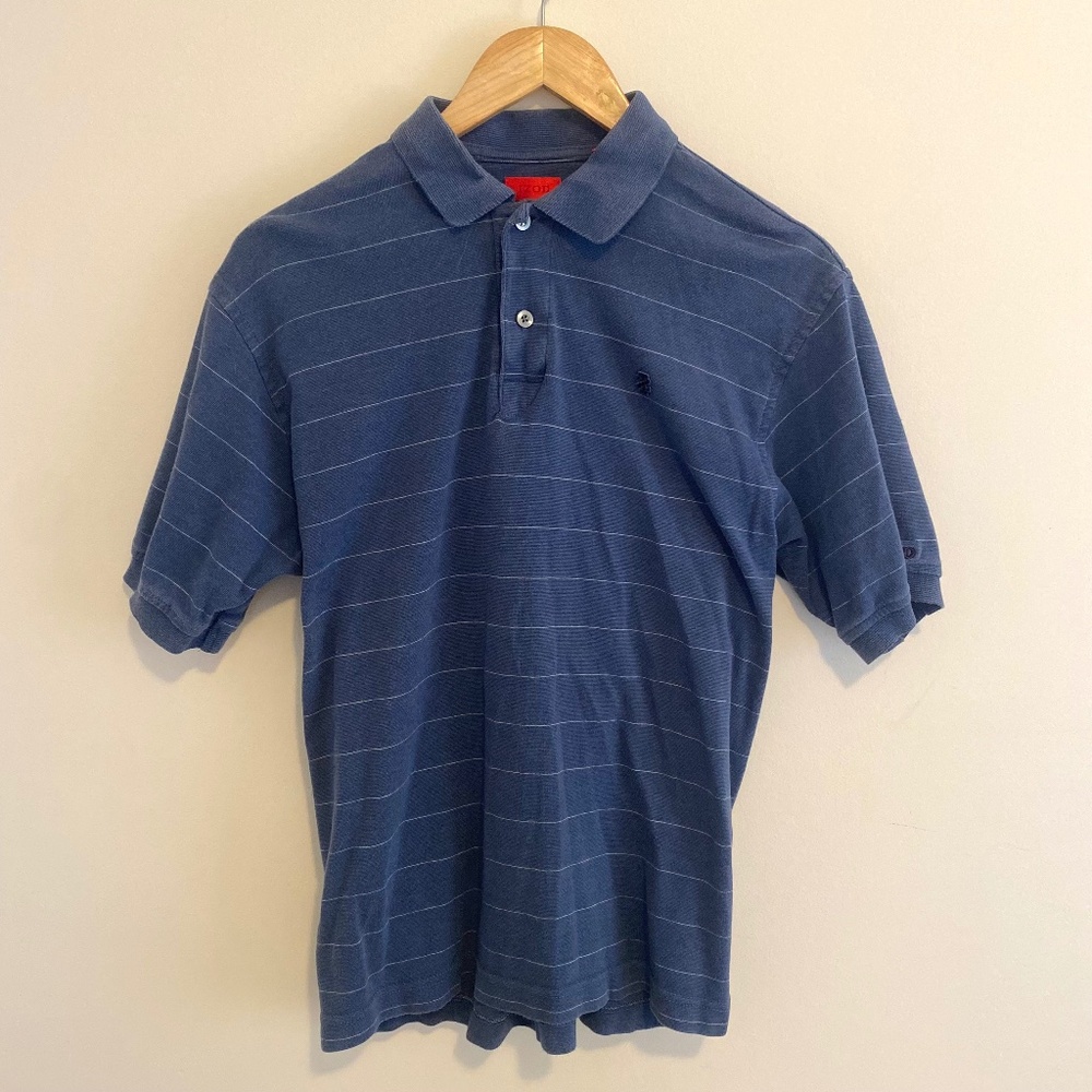 IZOD Mens Polo Shirt Small Cotton Blue Embroidered Logo Short Sleeve Casual